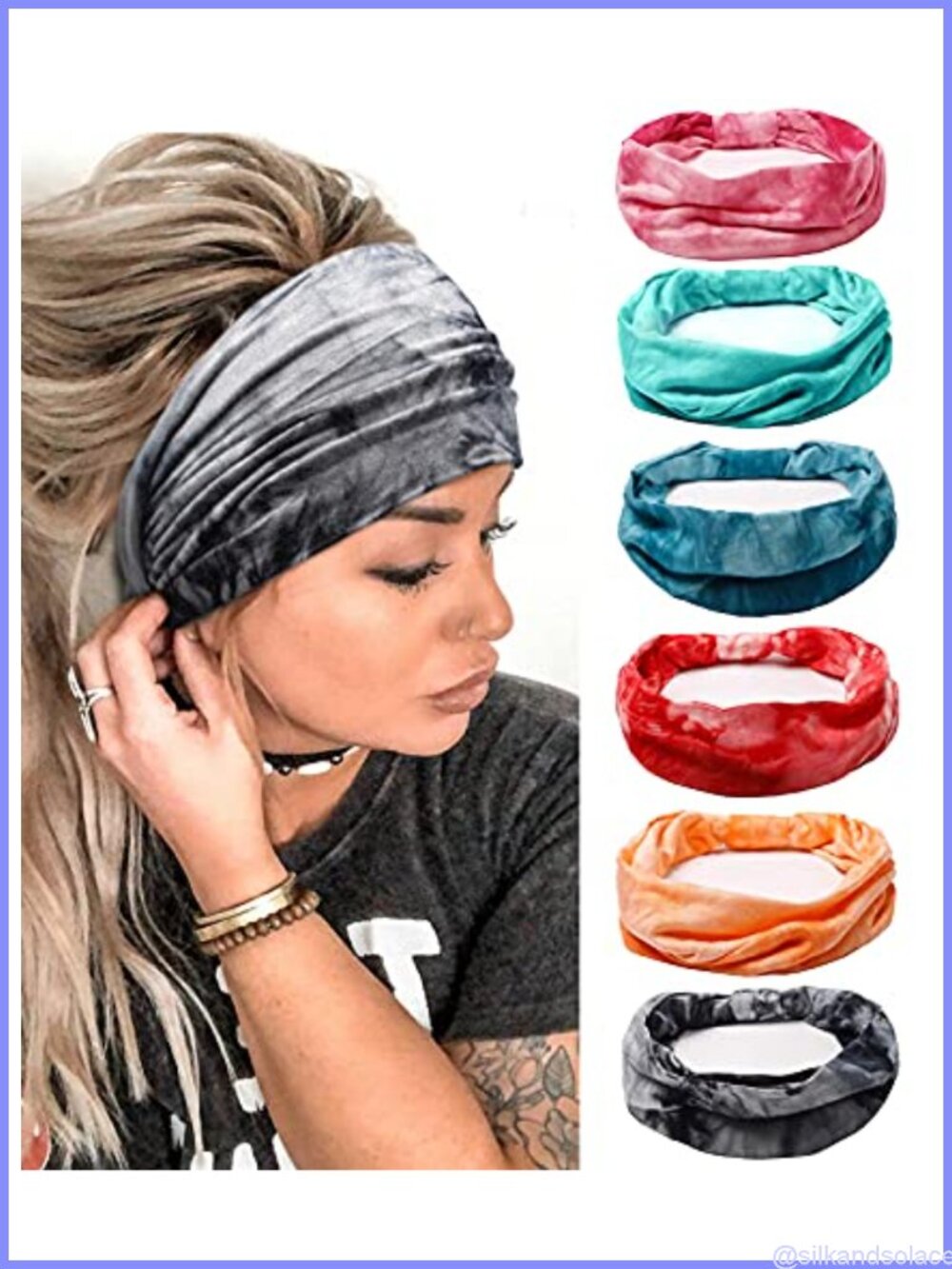 Tie Dye Knotted Headbands for Women Wide Turban Elastic Cotton Hair Accessories
